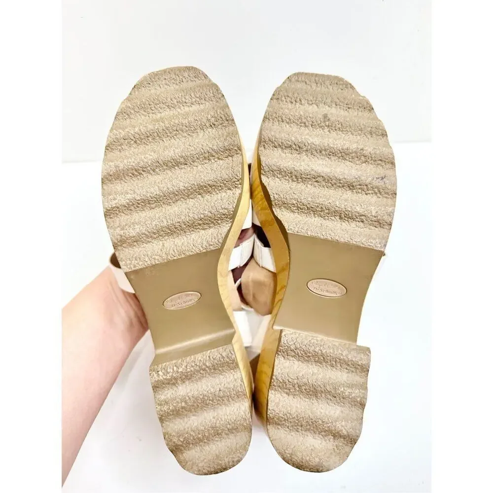 Dr. Scholl’s Sandals Size 9.5 White Leather Open‎ Toe Platform Shoes Buckle
